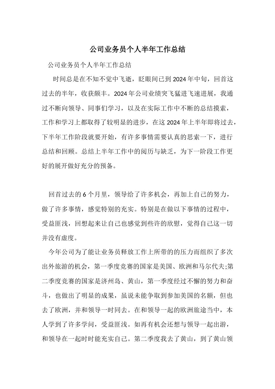 公司业务员个人半年工作总结_第1页