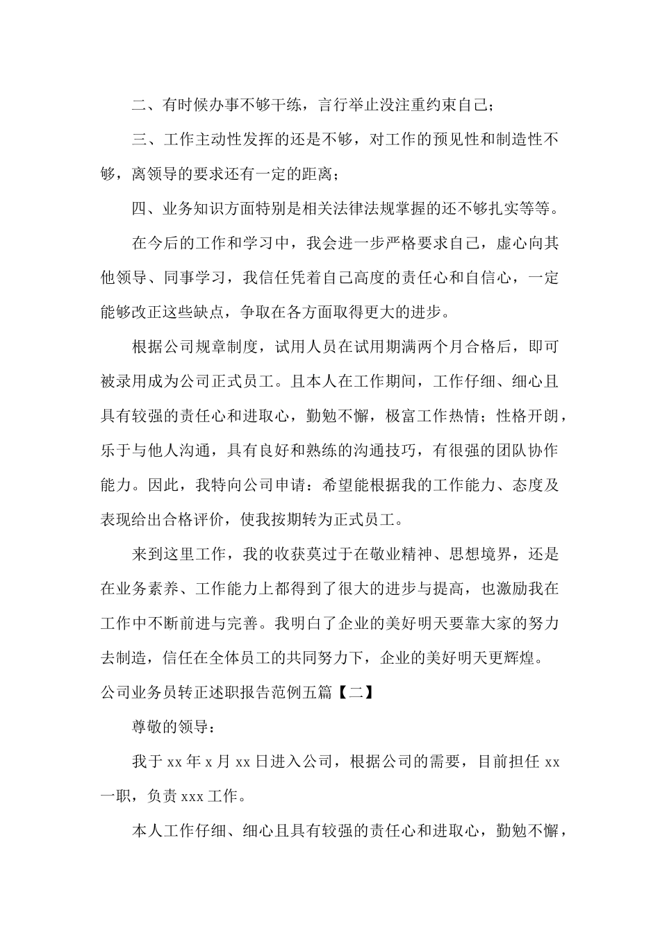 公司业务员转正述职报告范例五篇_第2页