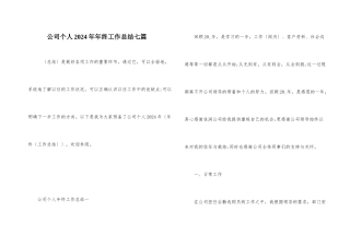 公司个人2024年年终工作总结七篇