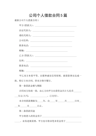 公司个人借款合同5篇