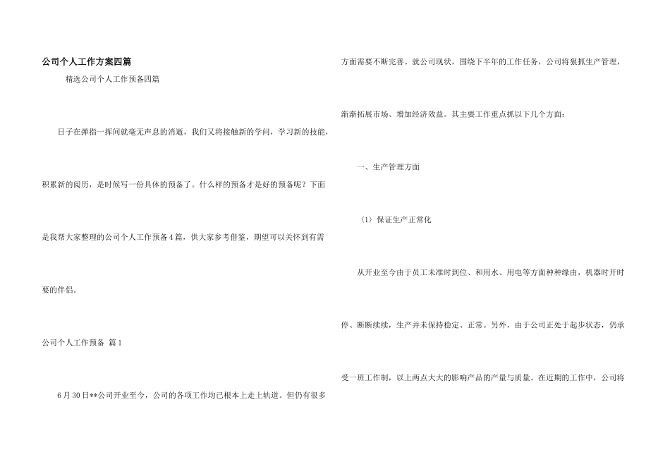 公司个人工作计划四篇_第1页