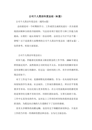公司个人简洁年度总结（6篇）