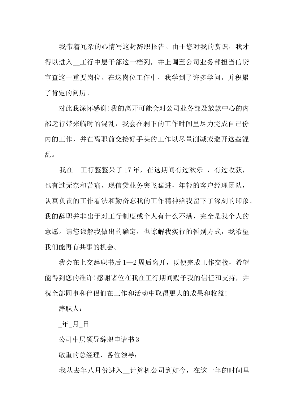 公司中层领导辞职申请书_第2页