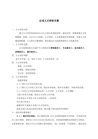 公司人才评价体系方案