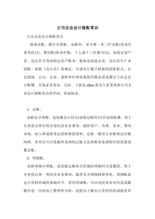 公司企业会计做账常识