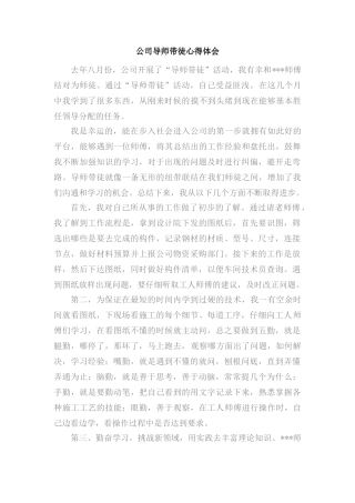 公司企业导师带徒心得体会