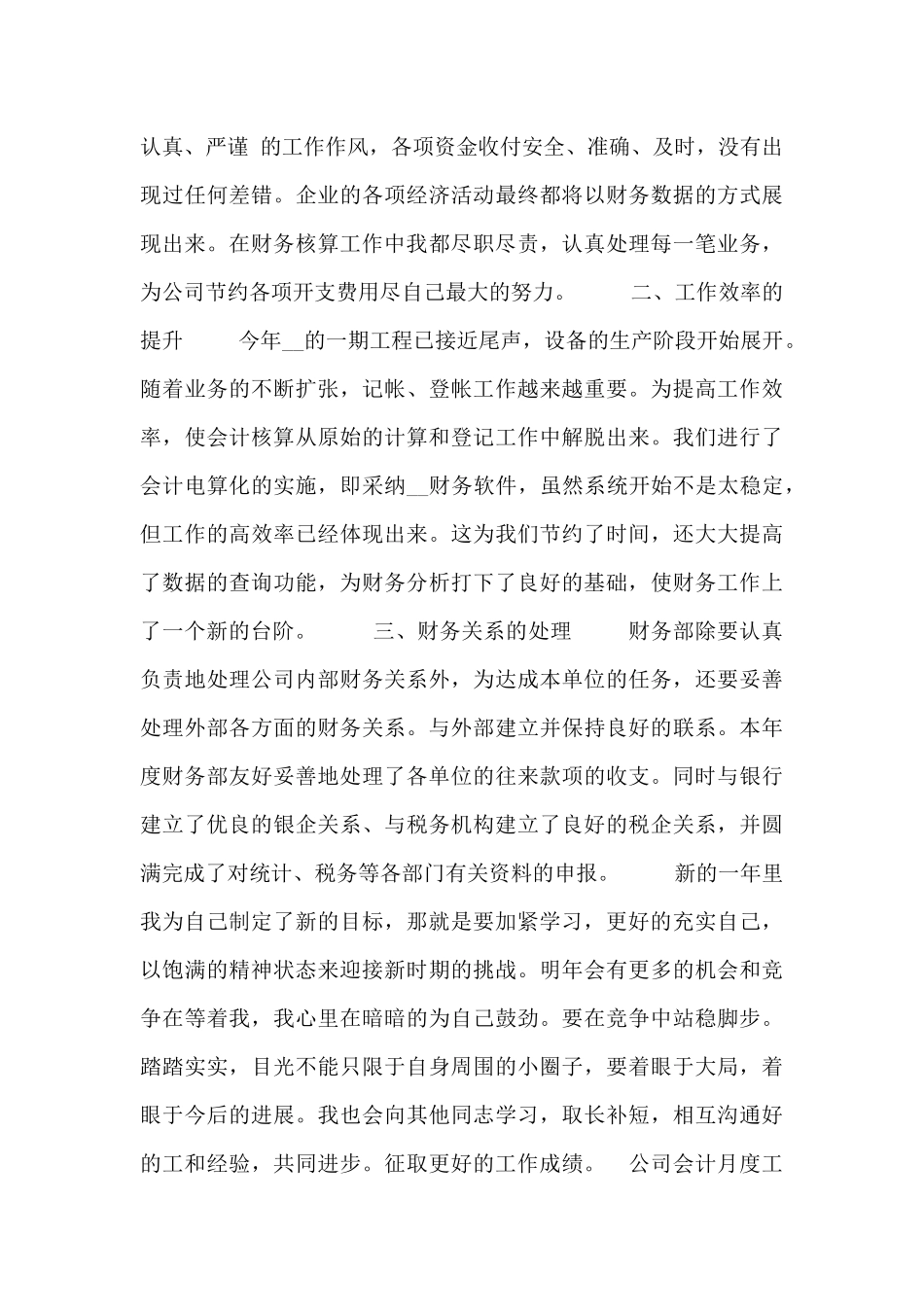 公司会计个人月度工作总结五篇_第3页