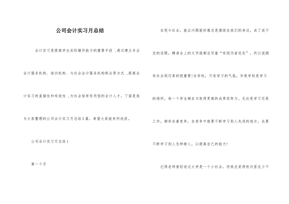 公司会计实习月总结_第1页