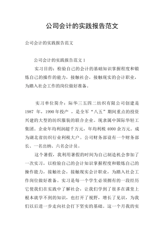 公司会计的实践报告范文