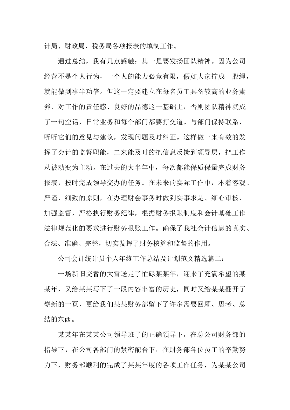 公司会计统计员个人年终工作总结及计划_第3页