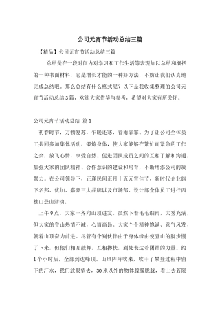 公司元宵节活动总结三篇