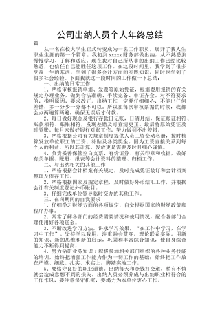 公司出纳人员个人年终总结