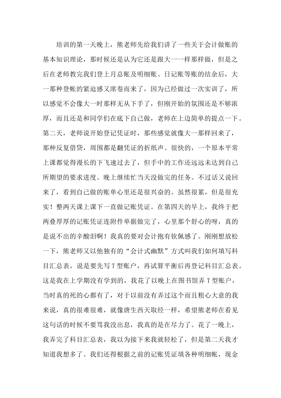 公司出纳实训个人心得感悟范本模板_第2页