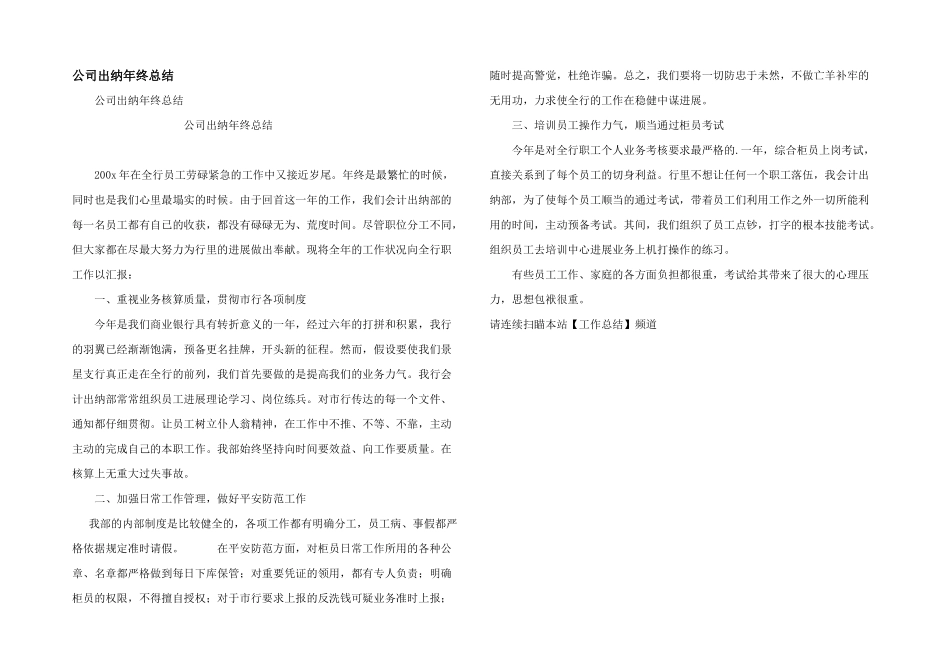 公司出纳年终总结_第1页