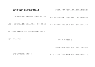 公司前台试用期工作总结模板五篇