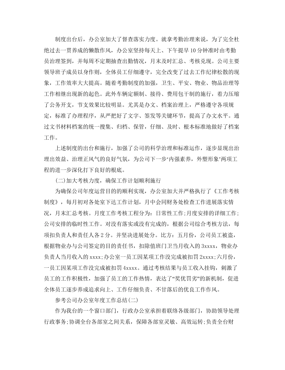 公司办公室年度工作参考总结范文5篇_第2页