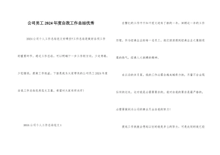 公司员工2024年度自我工作总结优秀