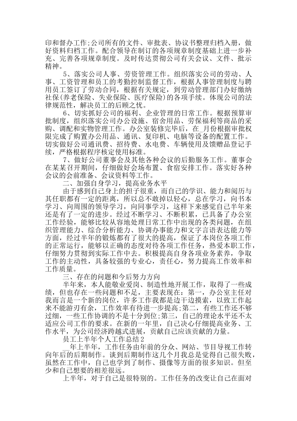 公司员工上半年个人工作总结范文5篇_第2页