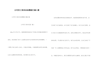 公司员工培训总结模板汇编5篇