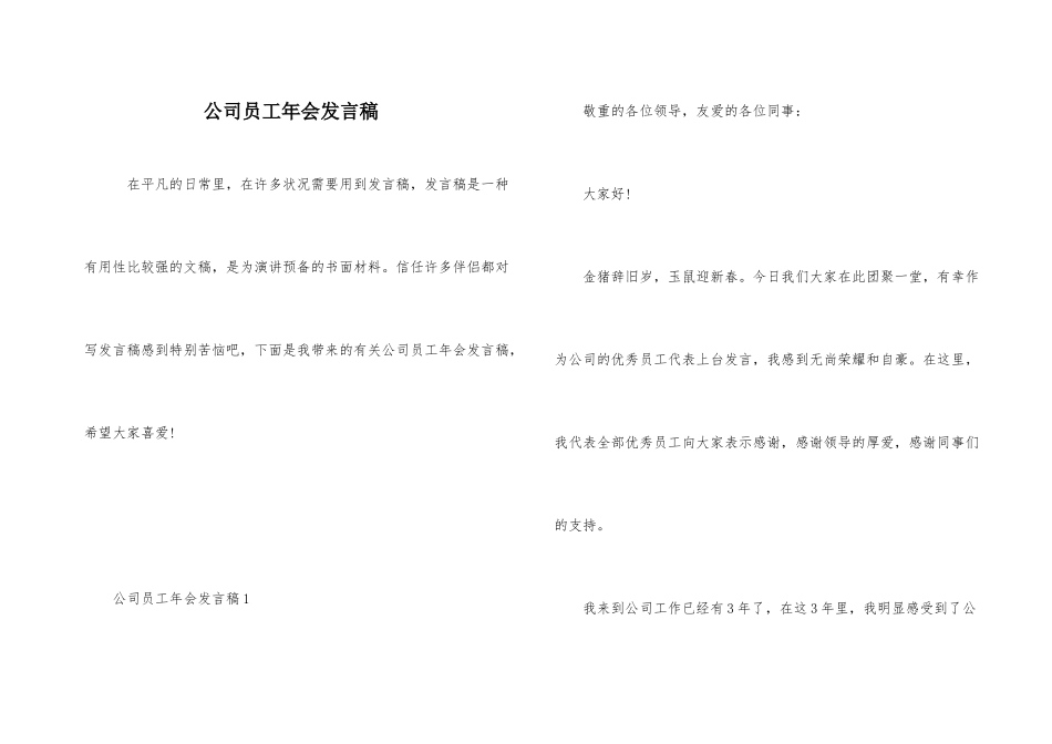 公司员工年会发言稿_第1页