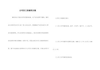 公司员工的福利方案