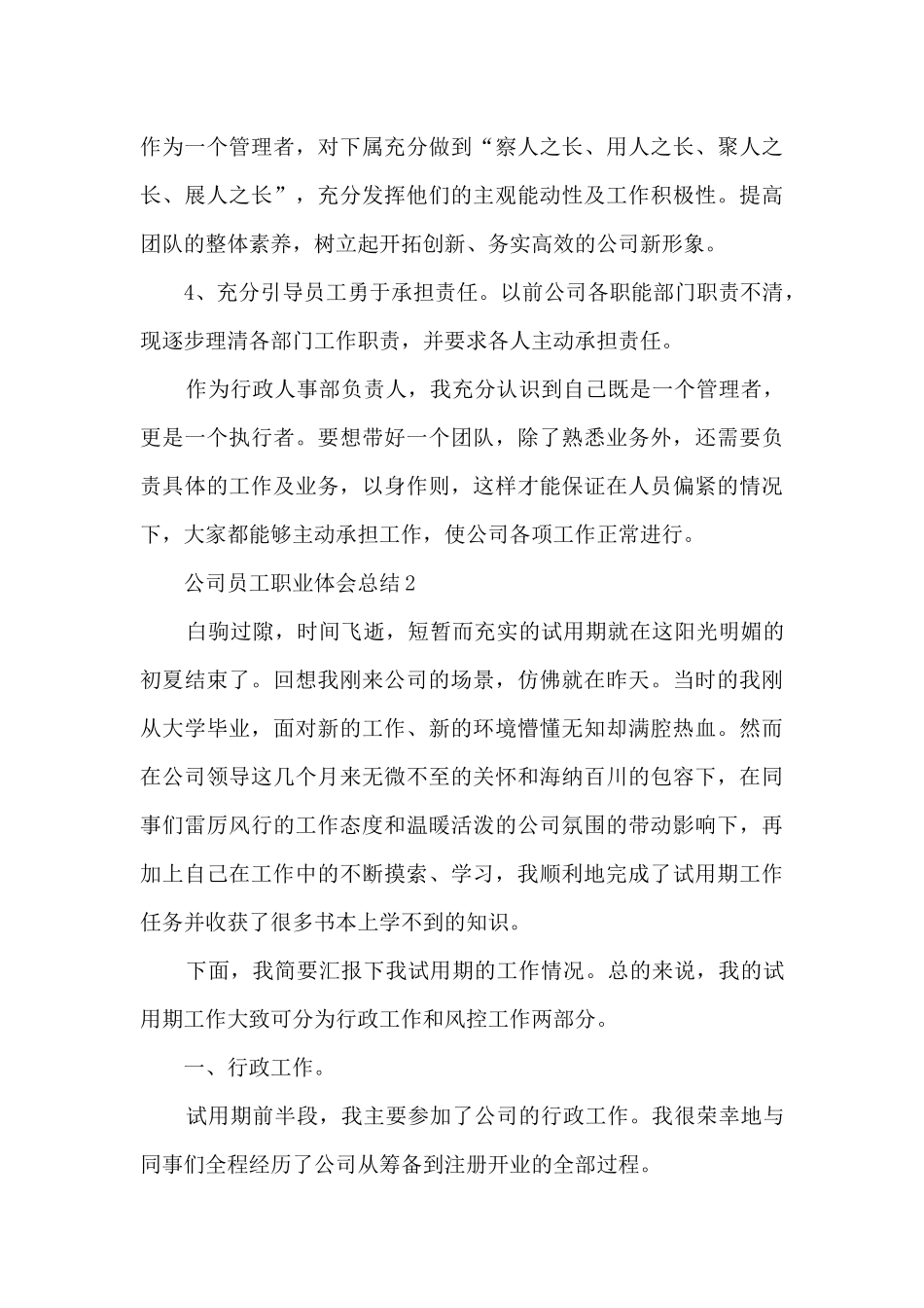 公司员工职业体会总结范文_第3页