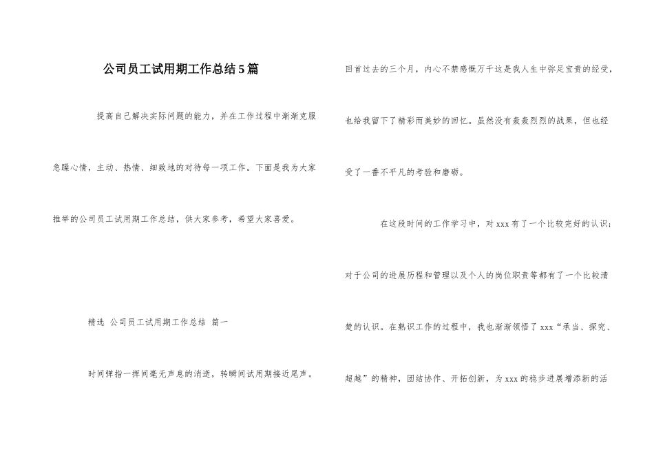 公司员工试用期工作总结5篇_第1页