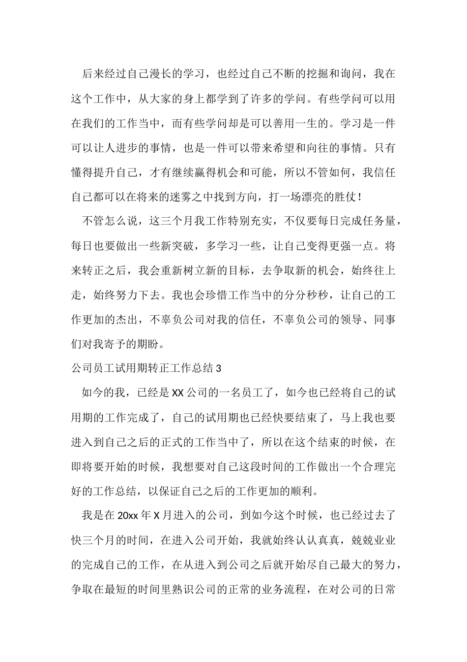 公司员工试用期转正工作总结_第3页