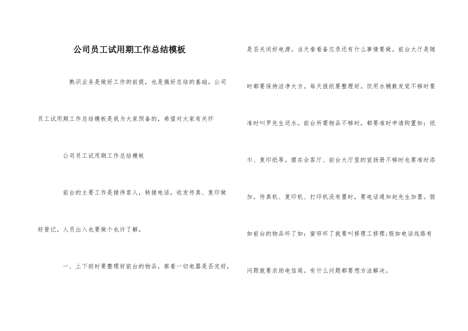 公司员工试用期工作总结模板_第1页