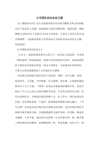 公司团队活动总结五篇