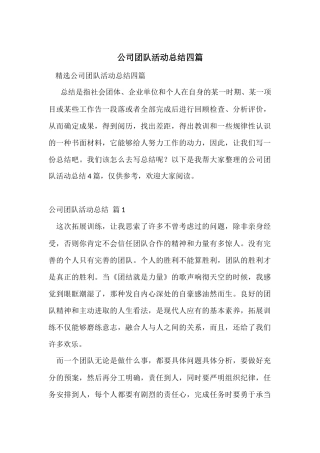 公司团队活动总结四篇