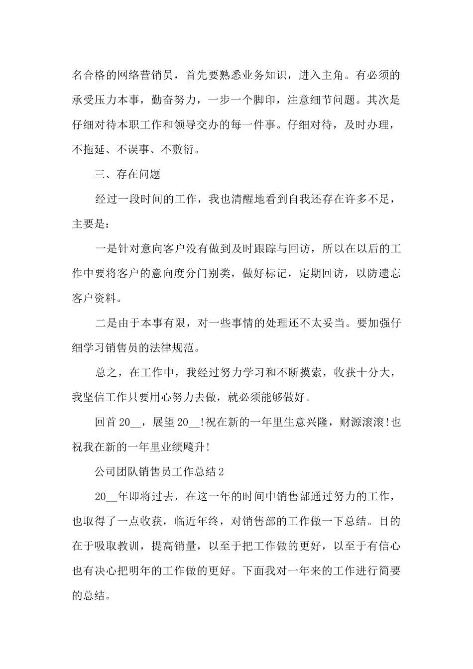 公司团队销售员工作总结五篇_第2页