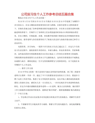 公司实习生个人工作参考总结五篇合集