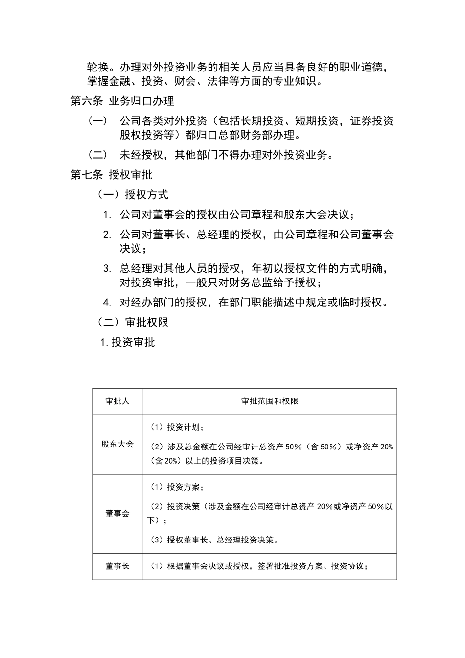 公司对外投资管理制度_第2页