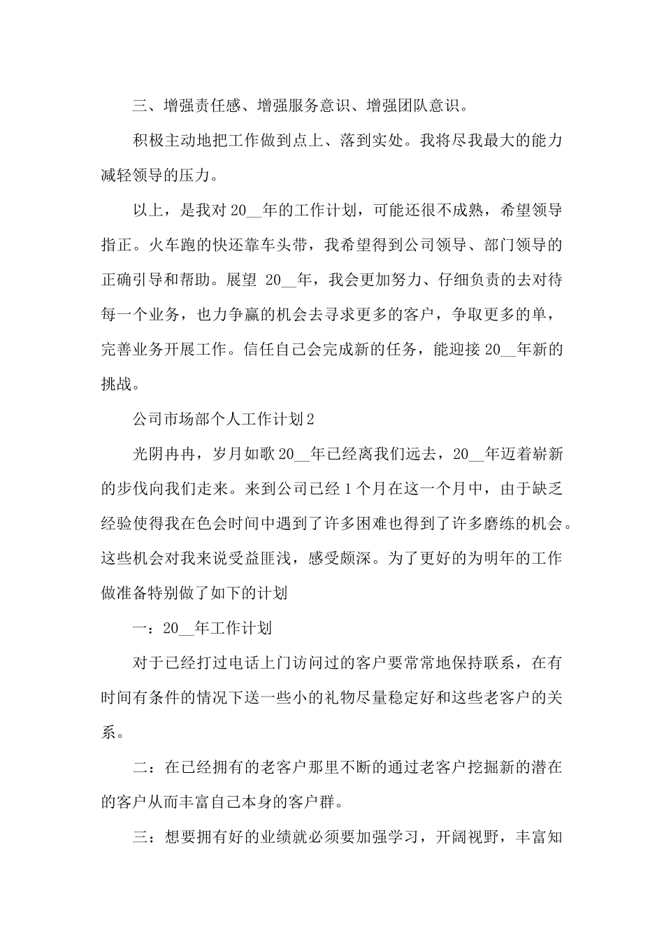 公司市场部个人工作计划5篇集锦_第3页