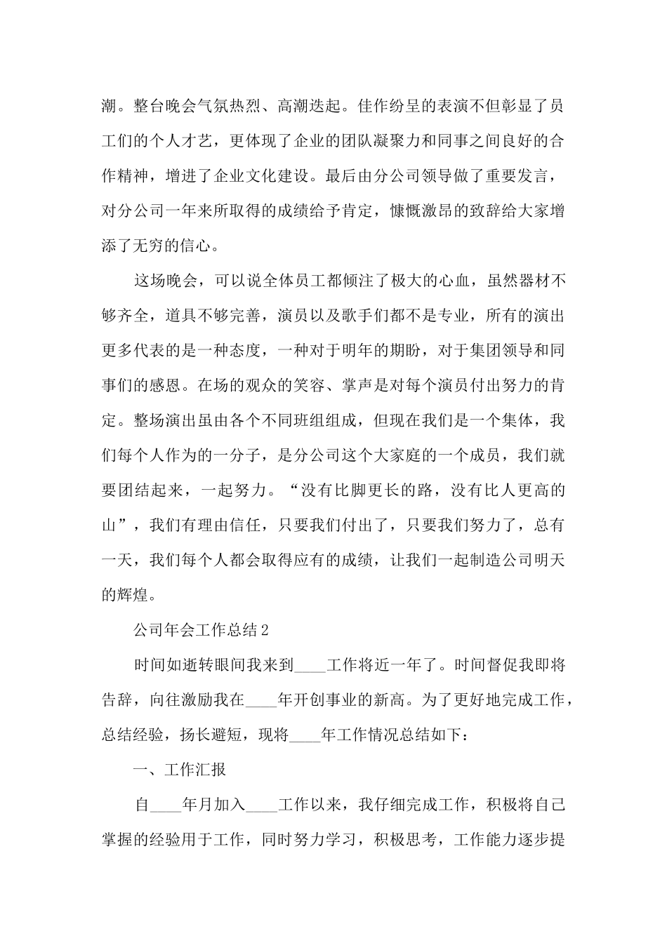 公司年会工作总结5篇_第2页