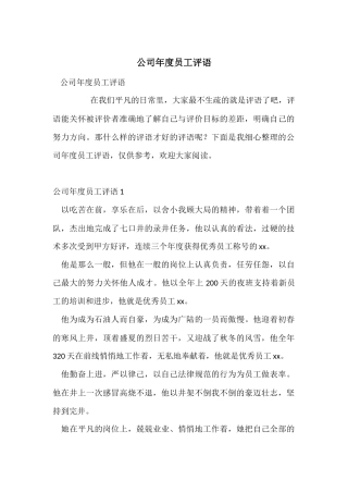 公司年度员工评语