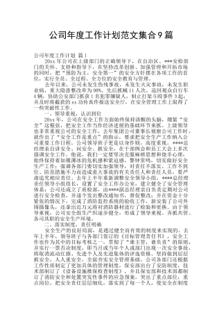 公司年度工作计划范文集合9篇