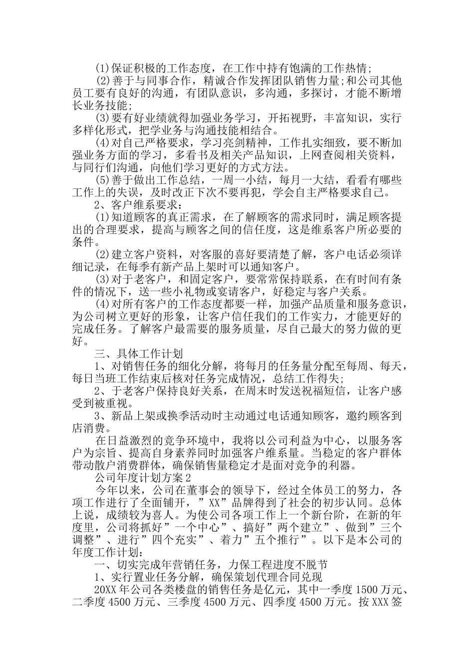 公司年度计划方案范文_第2页