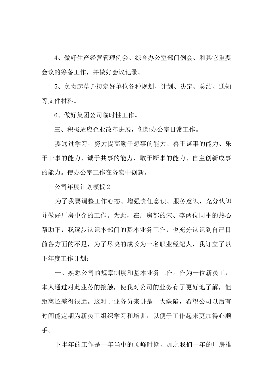 公司年度计划模板_第2页