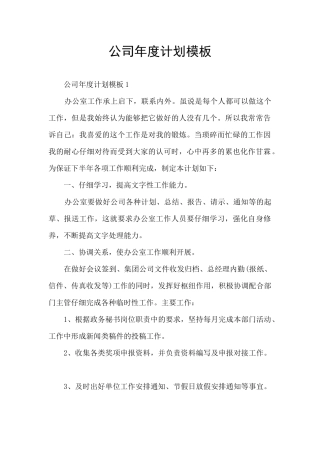 公司年度计划模板