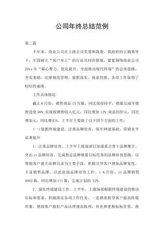 公司年终总结范例