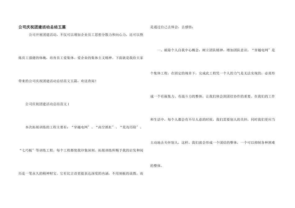 公司庆祝团建活动总结五篇_第1页