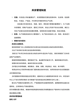 公司库房管理制度