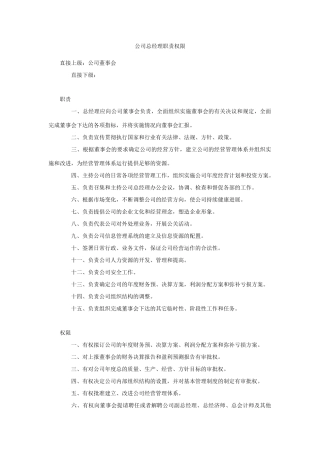 公司总经理职责权限