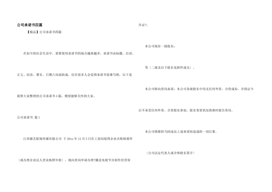 公司承诺书四篇_第1页
