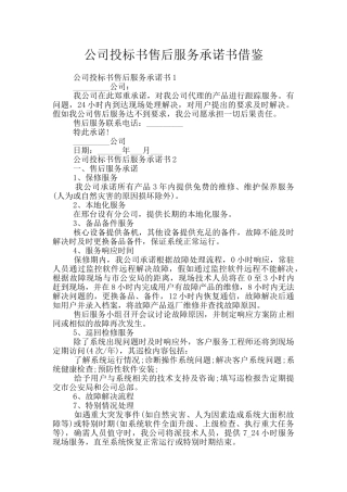公司投标书售后服务承诺书借鉴