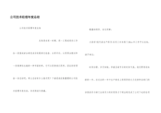 公司技术经理年度总结