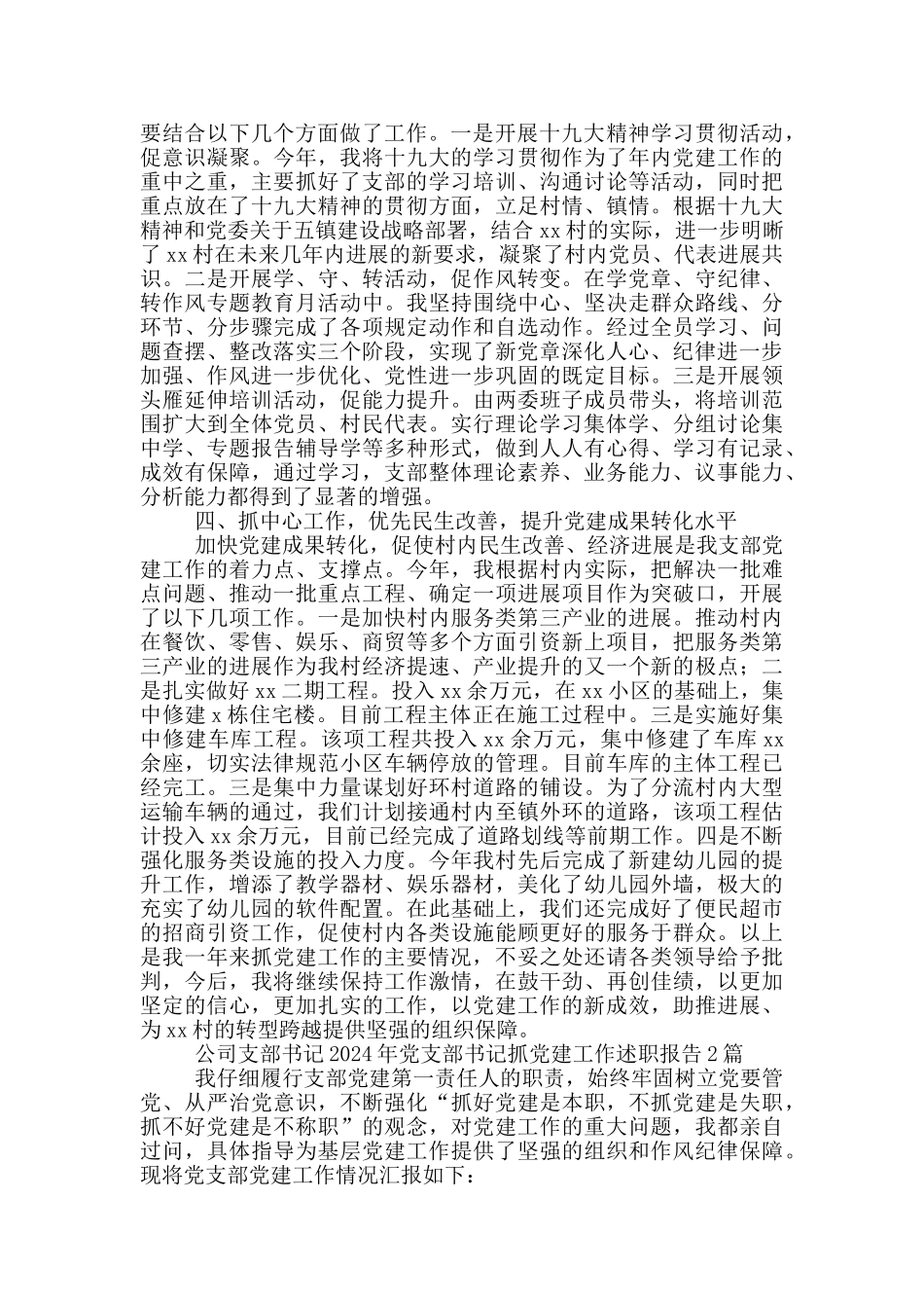 公司支部书记2024年党支部书记抓党建工作述职报告3篇_第2页
