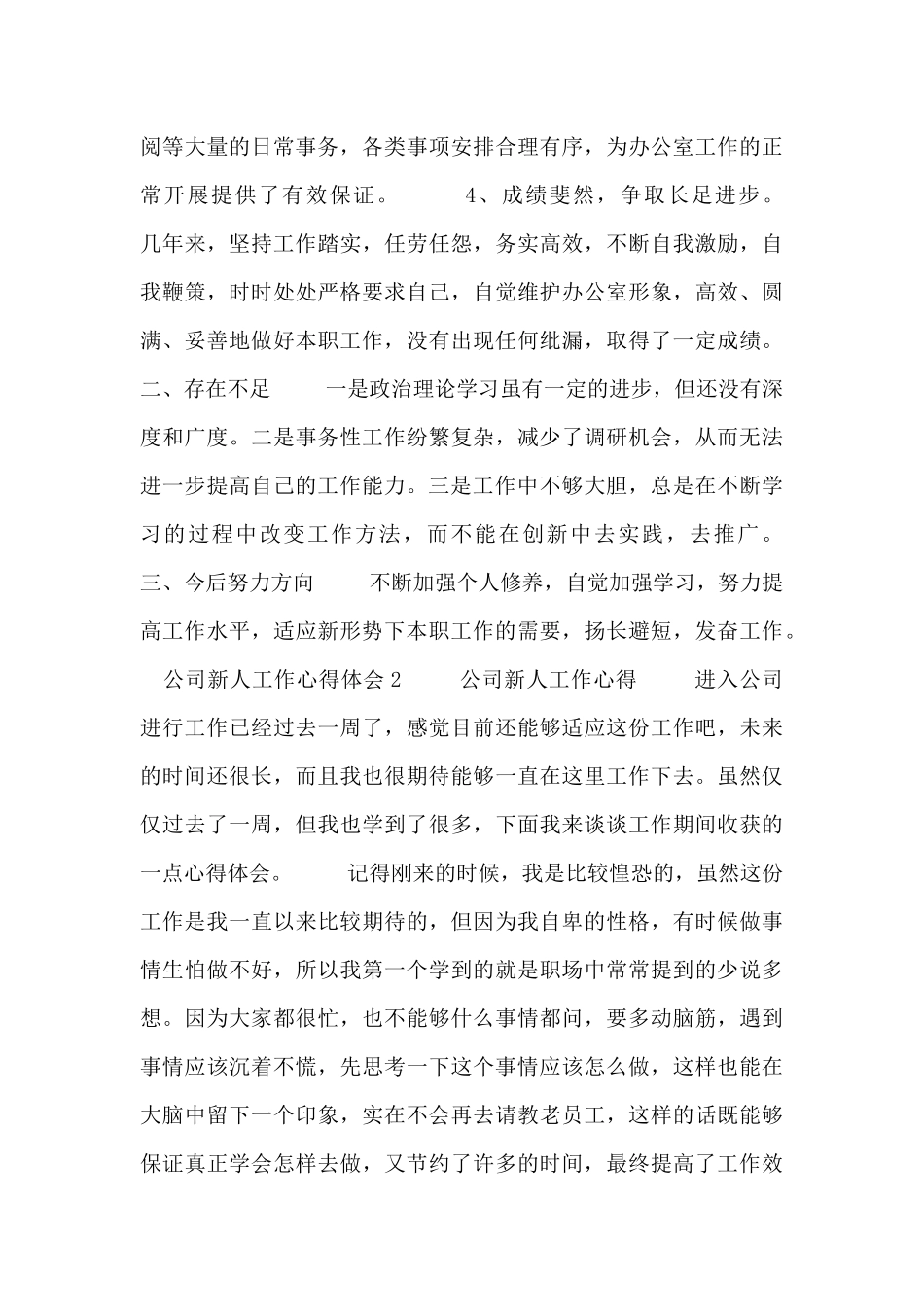 公司新人工作心得体会四篇_第2页